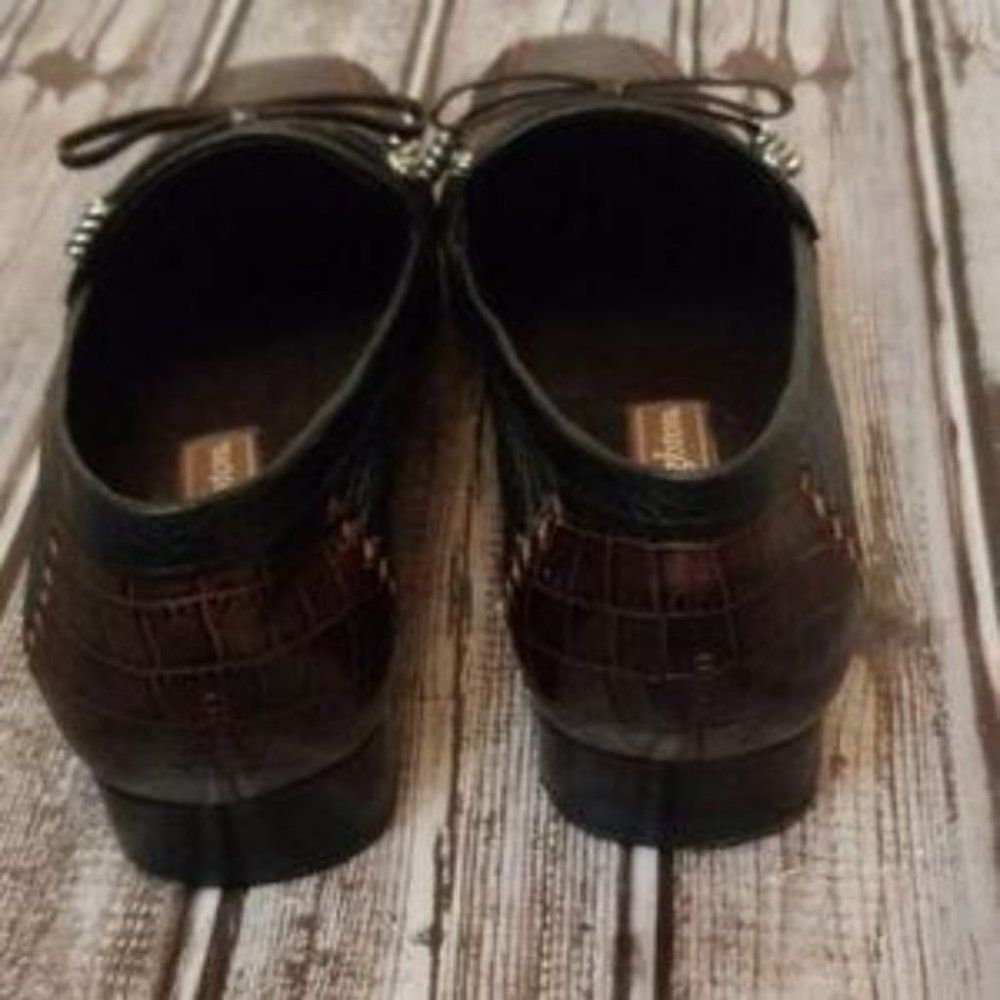 Brighton Kent Croc Embossed Leather  Loafers - Size 7 - Picture 3 of 7